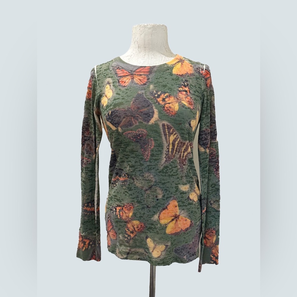 Before + Again- Butterfly Patterned Long Sleeve T… - image 1